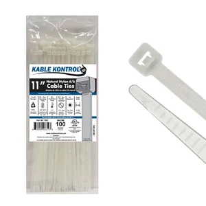 Kabelbinder Reißverschluss naturweiß 100 Stück 11 Zoll, 50 Pfund Zugfestigkeit, selbstl... - Bild 1 von 6