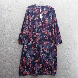 NWT Gap Floral Midi Dress Size 10 Tall Blue Womens 3/4 Sleeve Rayon Summer Boho - Picture 1 of 16