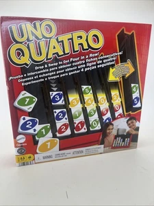 UNO Quatro Spiel mit farbigen Spielsteinen & Kunststoff Spielgitter Neu geöffnete Verpackung - Bild 1 von 8