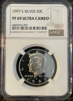 1997-S Kennedy Half Dollar 90% Silver NGC Proof 69 (PF69) ULTRA CAMEO - Image 1 of 4