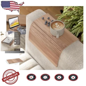 Personalized Wooden Sofa Arm Protector - Foldable Caddy for Modern Living - Picture 1 of 12