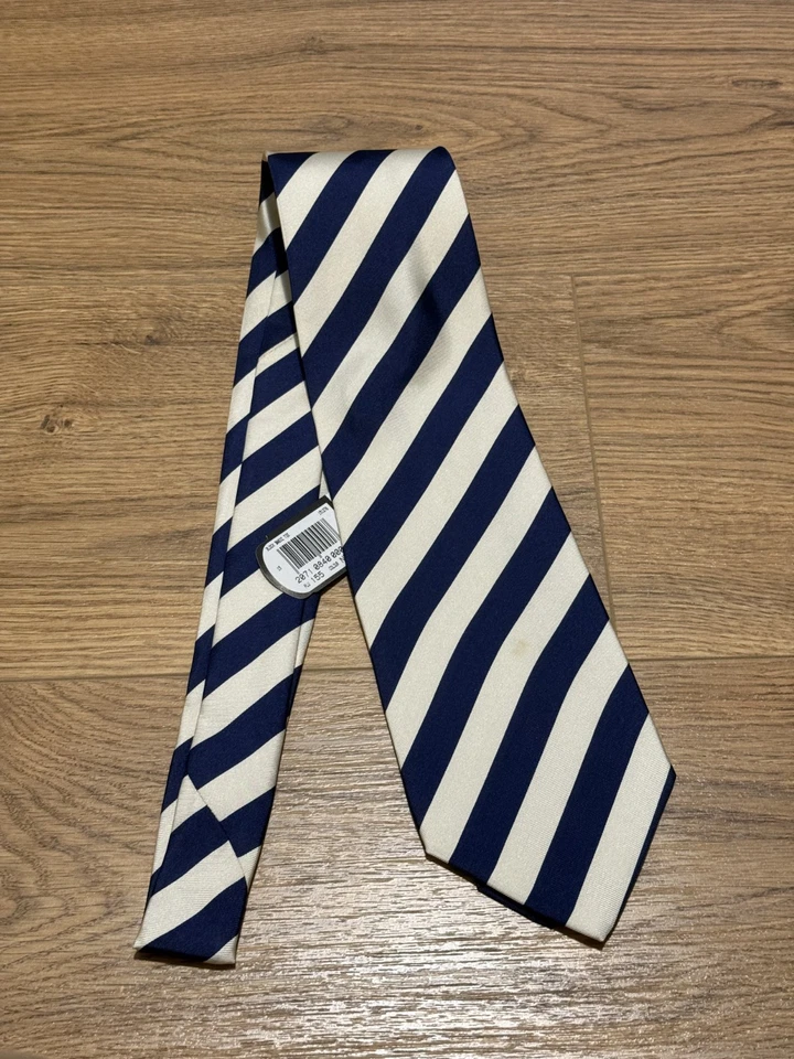 Cravatta Carlo Colombo in seta a righe silk regimental Tie Rack Vintage Nos Tag - Immagine 1 di 4