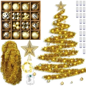 65 Pezzi Albero di Natale da Appendere a Parete Fai da Te con Luci Albero di Natale da Parete... - Foto 1 di 7