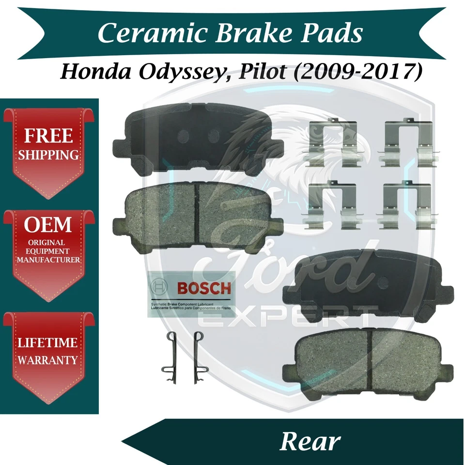 Bosch OEM Rear Ceramic Brake Pads Kit For 2009-2017 Honda Lifetime Warranty - Изображение 1 из 4