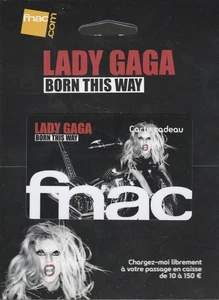 Tarjeta de regalo LADY GAGA Born This Way francesa usada Fnac 2011 - Imagen 1 de 3