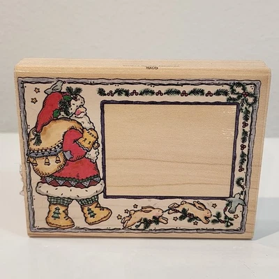 1996 Пенни черный 926L деревянный Санта рамка 4,5 «x 3,5» стационарный подарок ярлык марки - Изображение 1 из 4