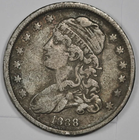 1838 Bust Quarter.   VF Detail.  184823 Cover
