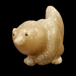 Zuni Fetish by Ricky Laahty, Root Beer Onyx Cat with Inlaid Eyes, 1 3/8" long - Picture 1 of 10