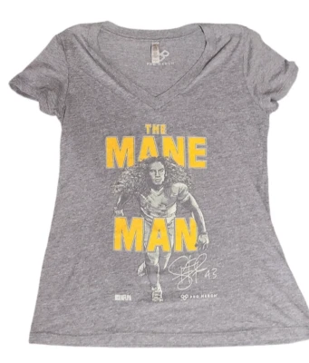 RARE Pittsburgh Steelers Troy Polamalu #43 Women's V-Neck Mane Man T-Shirt LARGE - Image 1 of 3