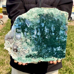 8,37 Pfund großer natürlicher Achat Wasser Gras Quarz Scheibe Polieren Heilung Meditation - Bild 1 von 10