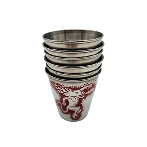 6 Fireball Cinnamon Whiskey Metal Stainless Steel Shot Glasses 2oz Dragon Letter - Picture 1 of 5