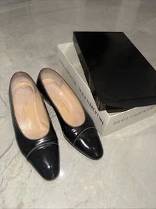 SILVIA FIORENTINA MADE ITALY BLACK LEATHER PUMPS Women Shoes Sz 6.5 M Neimans - Picture 1 of 11