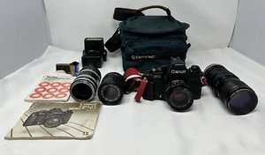 Canon F-1 con obiettivo FD 50mm Ff1.8 e accessori (manuale, obiettivi, flash ed ecc) - Foto 1 di 24