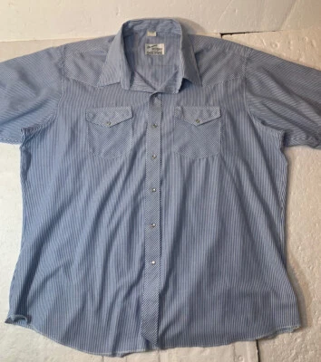 Champion Westerns de Dan Rivers Pearl Snap azul y blanco a rayas Foto 1 de 3