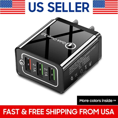 3 Port USB Fast Charger Wall Power Adapter for iPhone 14 13 12 11 Pro Max Xs 8 7 - Image 1 of 4