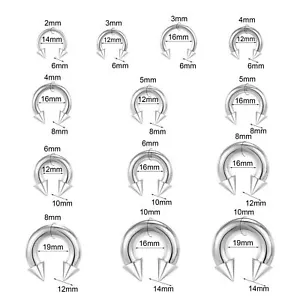 1 Pair Large Gauge Surgical Steel Nose Septum Ring Spike Ear Gauge Earrings UK** - Picture 1 of 24