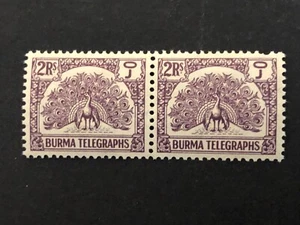 Burma 1946 Telegraph pair Old Currency Mint Never Hinged Sg T6 - Picture 1 of 2