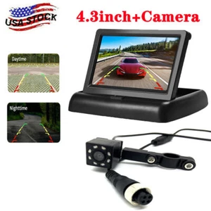 4.3"Folding LCD Display Monitor Car Rear View Backup Camera LED Night Vision - Picture 1 of 12