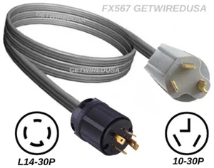 10-30P 3-PRONG DRYER L14-30P GENERATOR 4-PIN GENERATOR BACK-FEED PLUG ADAPTER - Picture 1 of 8