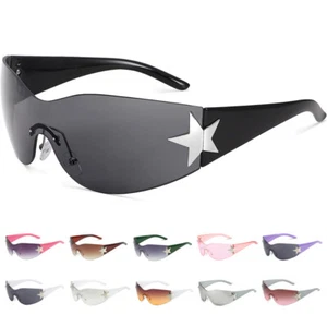 Cool Wrap Around Sunglasses Trendy Oversized Shield Sun Glasses UV400 Protection - Picture 1 of 24