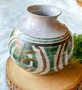 Vintage Mid-Century Robert Maxwell Pottery Craft Glazed Art Vase Stoneware Round - Picture 1 of 7