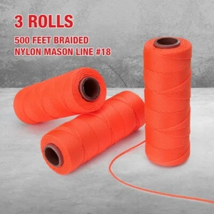 Goldblatt 3 Roll 500 Feet #18 Mason Line Braided Nylon String for Garden Masonry - Picture 1 of 9
