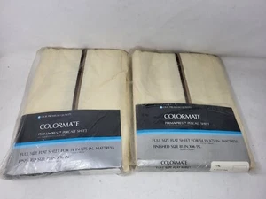 2 Vintage Sears Colormate Full Flat Sheet Autumn Wheat Light Packages NEW - Picture 1 of 2