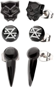 Official WAKANDA FOREVER Marvel Studios Black Panther Symbols 3-Pair Earring Set - Picture 1 of 3