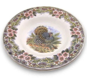 Churchill Myott Factory Colombia Lot of 2 Thanksgiving TURKEY 8.5" Cereal Bowls - Picture 1 of 6