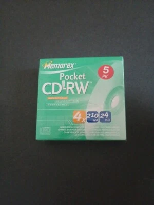 Memorex Pocket CD-RW 5PK - 8cm - 4x - 210Mb - 24 min / New & Sealed - Image 1 of 3