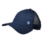 Nautical Trucker Hat - Navy Blue Cap, Anchor Shield Applique 