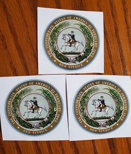 Sello de Estados Confederados de América C.S.A. Lote de 3 pegatinas redondas de 3 pulgadas  - Imagen 1 de 4
