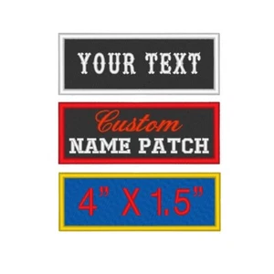 Custom Embroidered Name Tag Sew on Patch Motorcycle Biker Patches 4" x 1.5" (B) - Picture 1 of 11