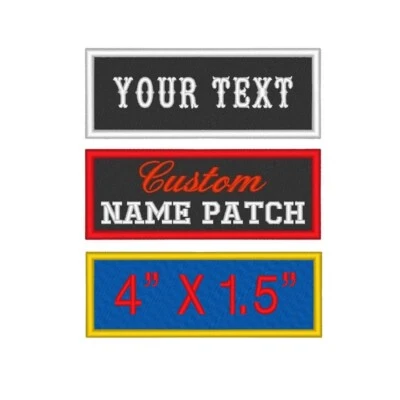 Custom Embroidered Name Tag Sew on Patch Motorcycle Biker Patches 4" x 1.5" (B)  - Image 1 of 4