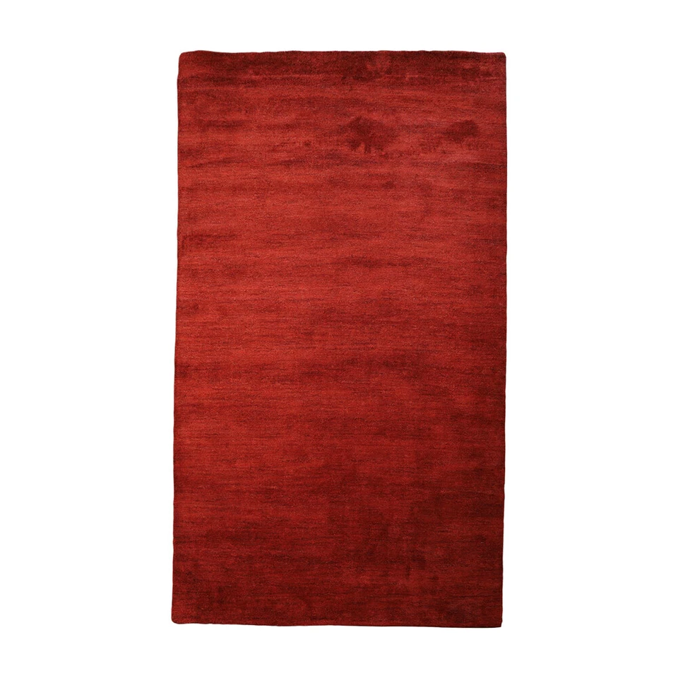 Alfombra ecológica de lana con telar anudada a mano roja clara sólida BBH Homes BBL00111 Foto 1 de 1