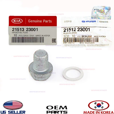 ENGINE OIL DRAIN PLUG & WASHER FOR VARIOUS HYUNDAI KIA 2151223001 + 2151323001 - Image 1 of 2