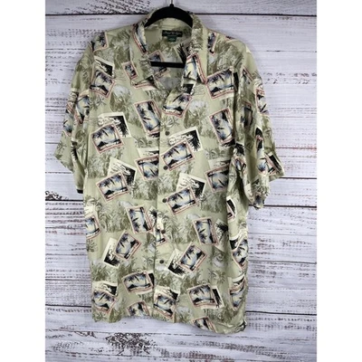 Camisa David Taylor Para Hombre XL Verde Palmeras Hawaiano Rayón Playa Vacaciones Estampado Foto 1 de 4