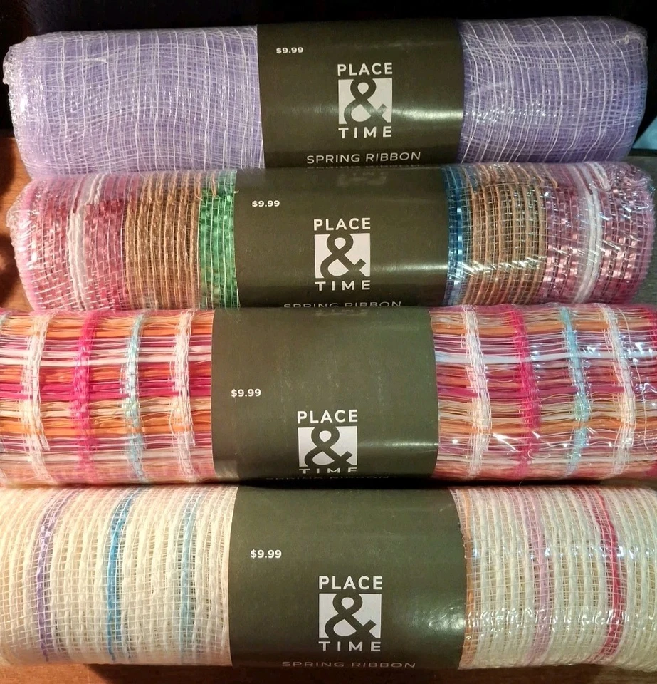 4 Rolls 10"x18'  Decorative Mesh Ribbon Time & Place - Image 1 of 1