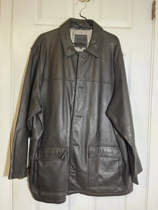 FIELD GEAR Heavy Leather Jacket Coat Brown Men’s Sz XL Vintage FREE SHIPPING  - Picture 1 of 6