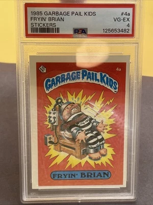 PSA 4 VG-EX 1985 Garbage Pail Kids OS1 FRYIN' BRIAN #4a MATTE STICKER CARD - Image 1 of 4