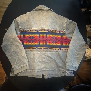 VTG Pendleton Denim Wool Jacket High Grade Western Wear Aztec Sz XL 25/27’ - Picture 1 of 11