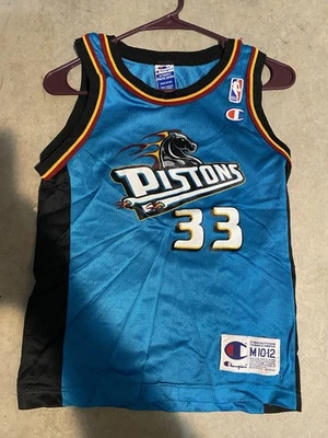 Camiseta deportiva vintage de los 90 CHAMPION DETROIT PISTONS #33 Grant Hill juvenil M 10-12 EE. UU. NBA Foto 1 de 4