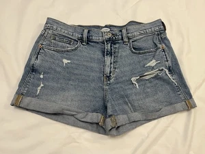 Old Navy Boyfriend kurze mittelhohe blaue Jeans leicht abgenutzt Damengröße 8 gebraucht, in einwandfreiem Zustand - Bild 1 von 7