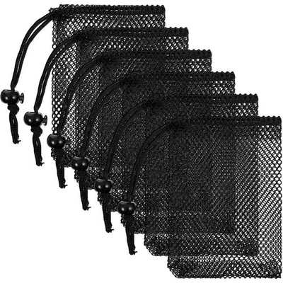 Durable Mesh Drawstring Bags Black Pouch  for Beach Games - Image 1 of 4