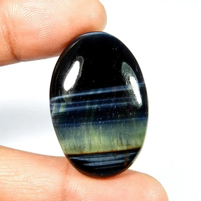 Natural Flashy Blue Tiger Eye Gemstone Oval Shape Cabochon Loose 42 Cts BT-82 - Image 1 of 4