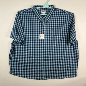 Harbor Bay Shirt Mens 6XL Blue Button Down Short Sleeve Casual Plaid Pocket New - Picture 1 of 9