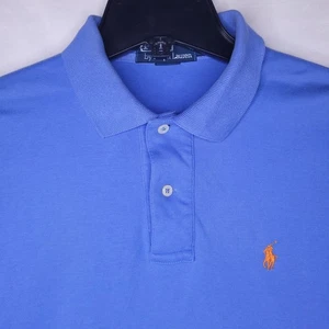 Ralph Lauren Polo Shirt Mens Small Blue Orange Pony Vintage - Picture 1 of 14
