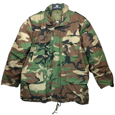 Fox Outdoor Military Cold Weather Coat Woodland Camo Mens sz XL Hooded Hunting - Image 1 of 4