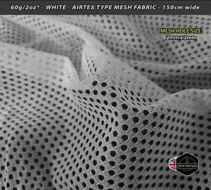 60g/2oz* - WHITE - LIGHTWEIGHT AIRTEX TYPE TECHNICAL MESH FABRIC - 150cm wide - Picture 1 of 1