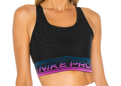 NEW! NIKE [M] Women's PRO Padded Mesh Sports Yoga Bra-Black/Cerulean CJ0711-010 - Image 1 of 3